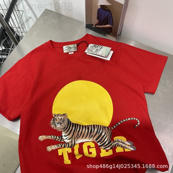 

women's t-shirt designer [correct version]early spring new g year of the tiger limited tiger print men's and women's general, White