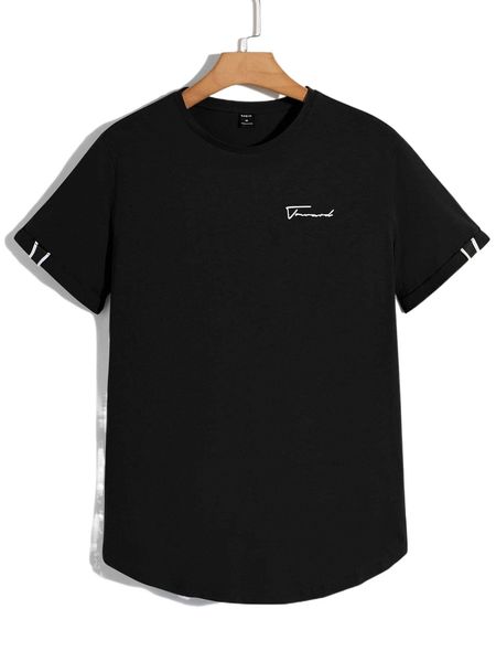 

men letter graphic curved hem tee z7ho#, White;black