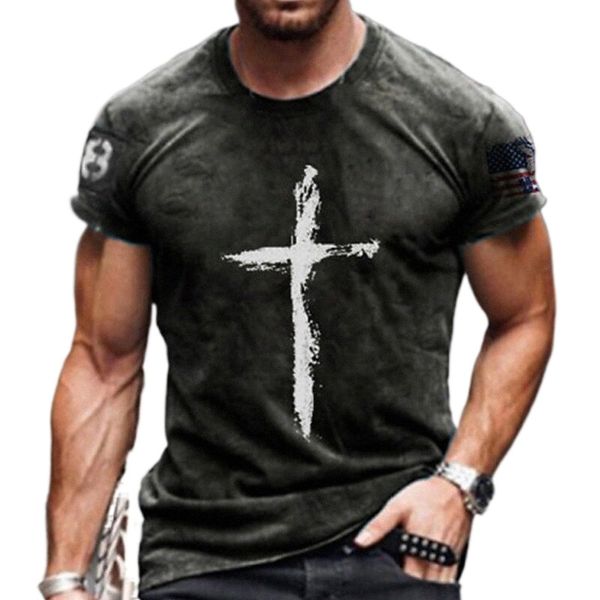 

men's tee t shirt shirt 3d print graphic cross plus size crew neck casual daily short sleeve basic designer slim fit big and tall blue, White;black
