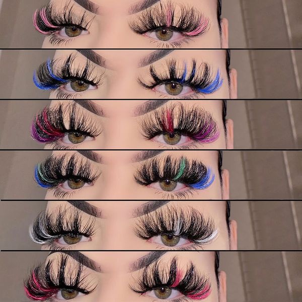 

10/20/30/50 pairs colored lashes bulk wholesale colorful 5d fake eyelashes packaging boxes mix color pink blue white green mink lashes box p