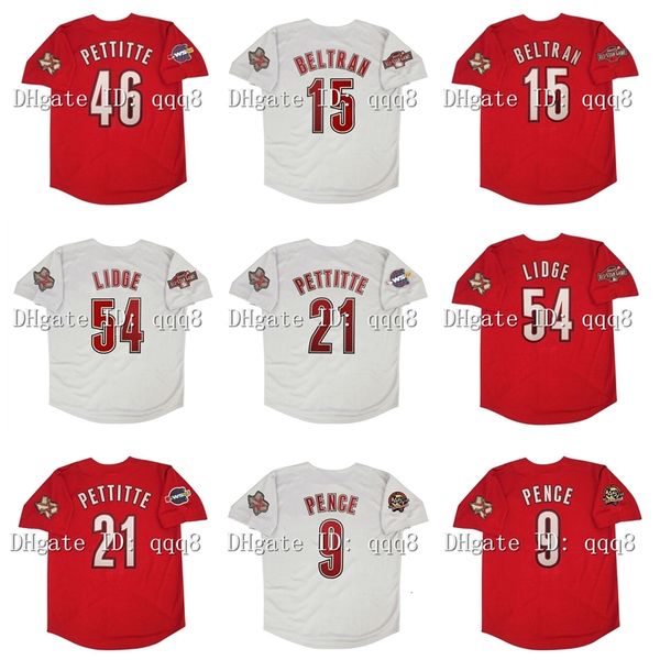 Na85 Vintage 2005 Houston Baseball Jersey 46 Andy Pettitte 15 Carlos Beltran 54 Brad Lidge 21 Andy Pettitte 9 Hunter Pence Rosso Bianco Grigio Maglie