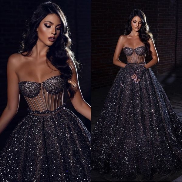 Abiti da sera con paillettes scintillanti Corsetto a cuore Top robes de soiree 2022 Abiti da ballo Abiti da festa