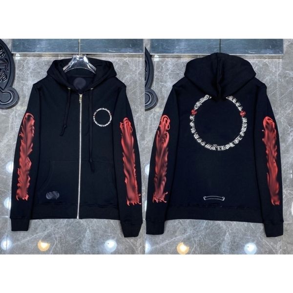 

hoodie quality classic ch zipper autumn winter luxury fashion sweatshirts designer mens sweater horseshoe phantom cross print hooded woman, Black