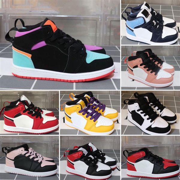 

little kids 1 basketball shoes wolf grey blue black white gold concords boys girls sports sneakers tennis size 26-35228o