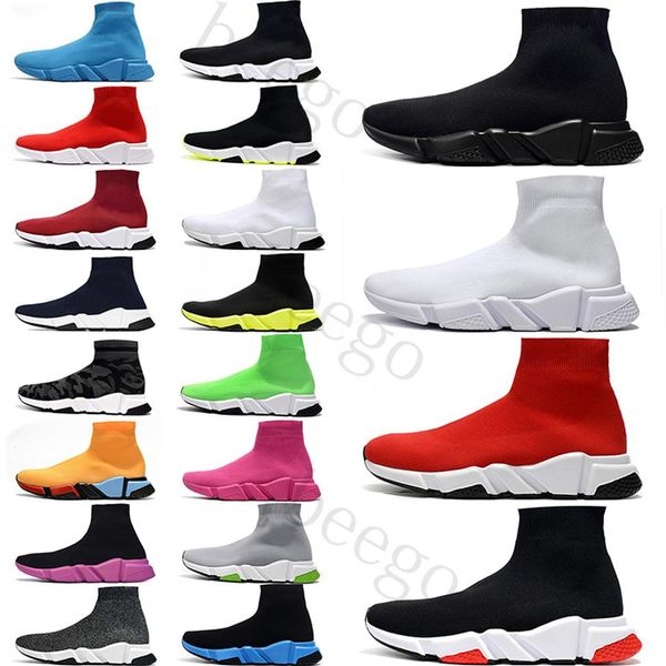 

with box designer socks boots shoes platform man mens women kid speedy speed 1 0 trainer 1 sneaker sock shoe master embossed tiple3081, Black