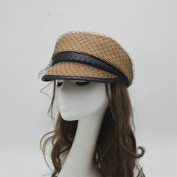 

100% lafite sunshade hat women's fashion gauze sunscreen street spring and summer straw 220805, Blue;gray