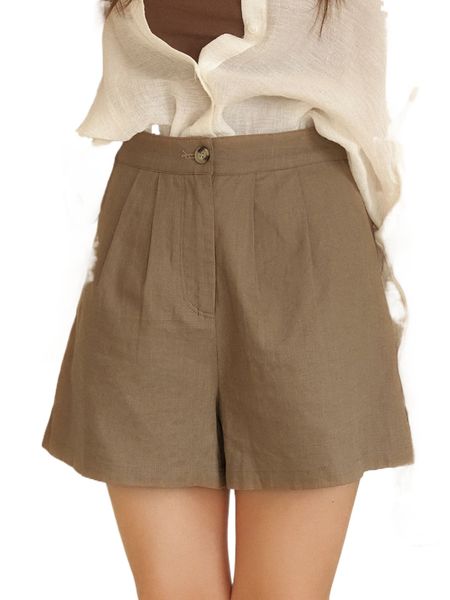 

dazy solid high waist fold pleated shorts i4ge#, White;black