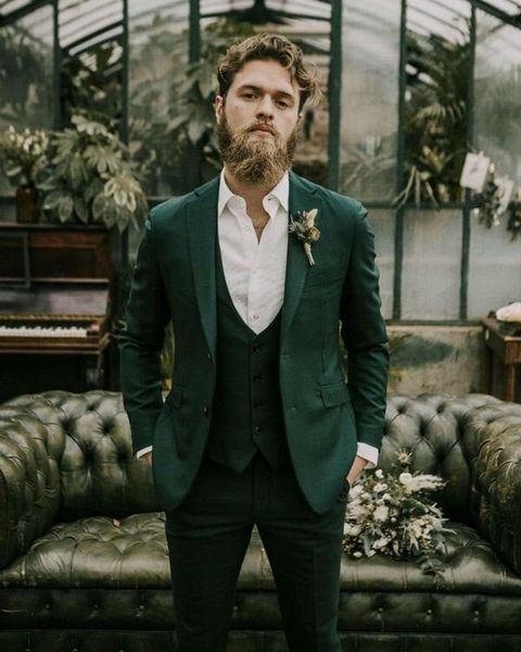 Smoking da uomo classico verde country da uomo, abiti da uomo, 3 pezzi, slim fit, due bottoni, abiti da sposo, abiti da uomo, giacca da ballo, cena, blazer 306D