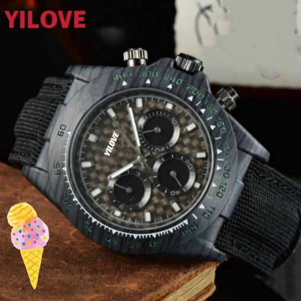 Caixa de aço inoxidável masculino Menina Designer de 44mm Presentes de relógio Small Working Famous Big Stopwatch Montre impermeável Nylon Strap Luminous Wristwatches