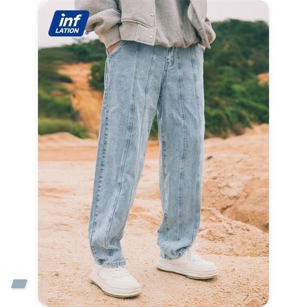 

inflation men's stretch loose fit jeans washed denim pants streetwear blue vintage hip hop men baggy 3256w 220328