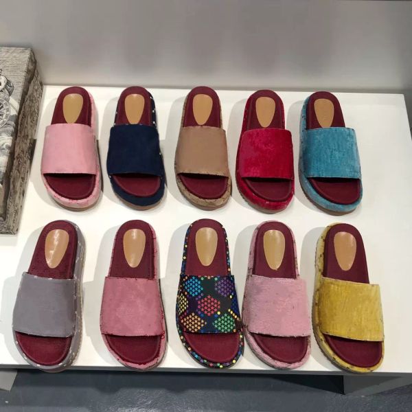 

luxury designer women lady sandals canvas platform slippers real leather beige brick red colors beach slides slipper outdoor party classic s, Black