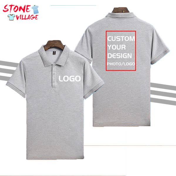 Пользовательская рубашка поло с короткими рукавами, напечатанная с текстом бренда или картинки, Cotton Comploy Business Business Adult 220722