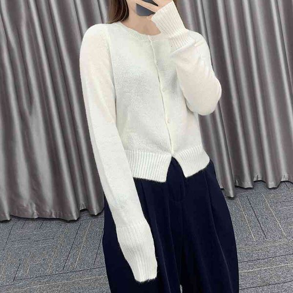 

women's knits & tees alpaca wool cardigan temperament short long sleeve knitted coat lovely solid color round neck women's blouse, White