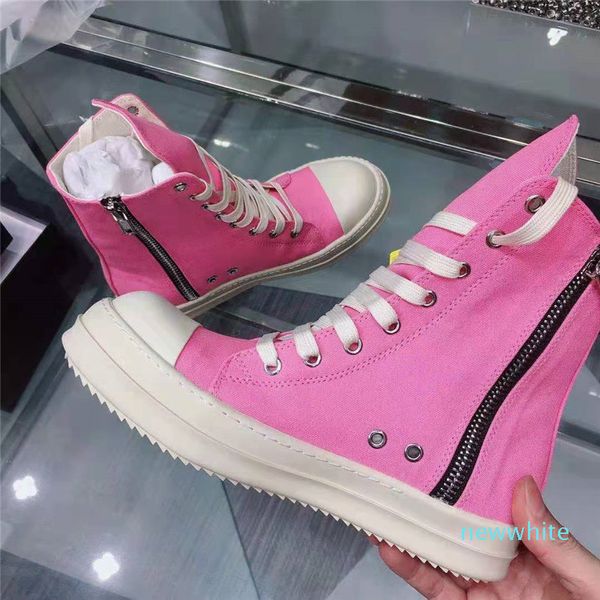 Pink Ankle Boots Women Lace Up Canvas Women's Shoes Round Toe High Top Fashion Sneakers Woman Flat Boot5