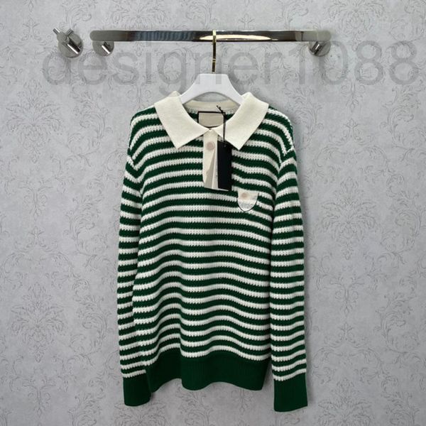 

women's sweaters designer spring 2022 contrast stripe round lapel sweater casual bird embroidery loose warm stitching long sleeve 8z1i, White;black