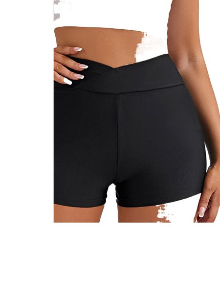 

sxy asymmetrical waist solid biker shorts p8pr#, White;black