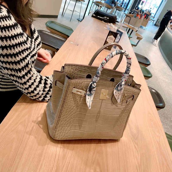 

paul quality celebrity temperament crocodile grain cowhide women' bag real leather veratile handbag large capacity birkins have