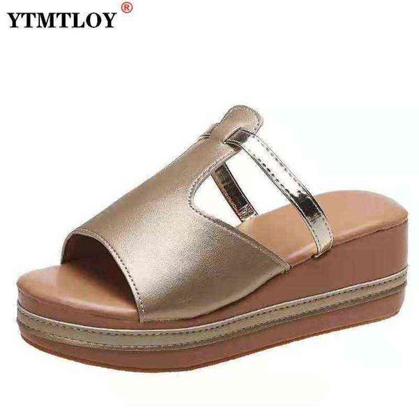

slippers women heels slip on wedges for slippers summer sandalias mujer platform sandals shoes flip flop slides 220329, Black
