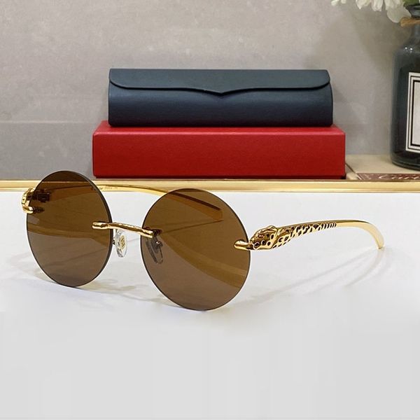 

Fashion carti luxury Cool sunglasses Designer Sunglasses mens round leopard head new fashion famous able Golden Silver Eyeglasses Classic retro brand eyeglass