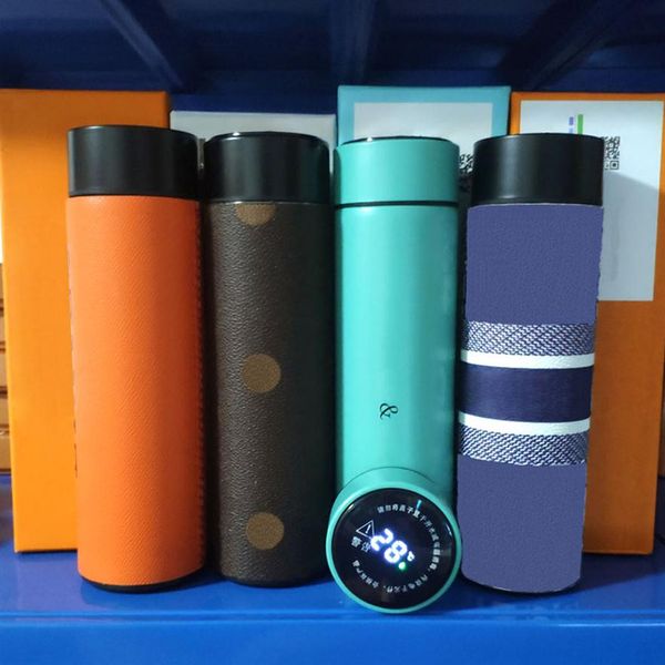 

fashion brand smart tumblers led temperature display lids luxurys designers stainless steel mugs coffee tea cups thermos cup mugs2214v