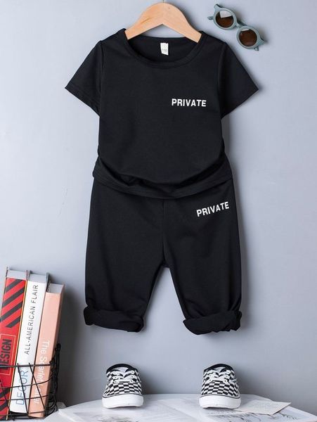 

toddler girls letter graphic tee & pants she, White