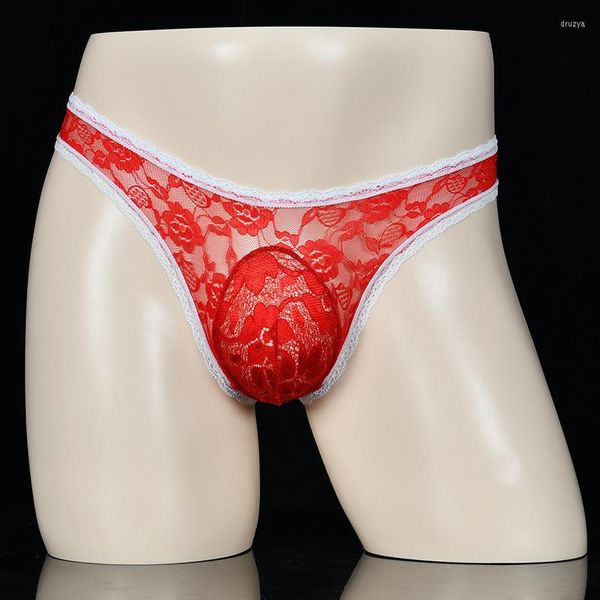 Mutande Intimo da uomo in pizzo Borsa a marsupio Big Egg Sexy Traspirante Abbinamento colori Calze ultrasottili LoversUnderpants