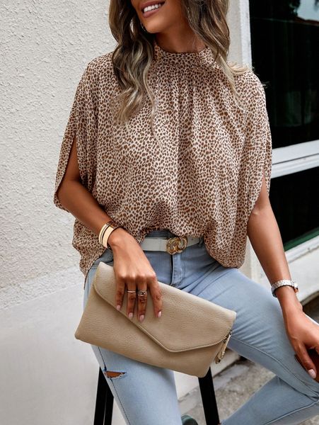 

dalmatian print tie back blouse q5wy#, White