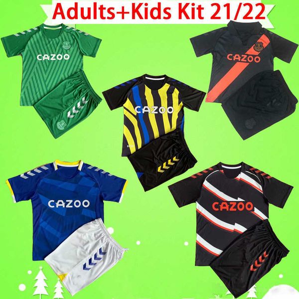 

mens kids kit 21 22 calvert-lewin soccer jerseys boys sets james richarlison 2021 2022 digne sigurdsson suits football shirt child, Black