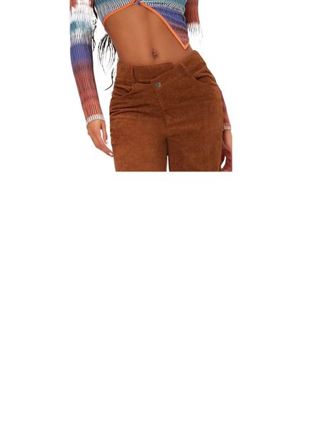 

tall asymmetrical waist cord pants h7vq#, Black;white