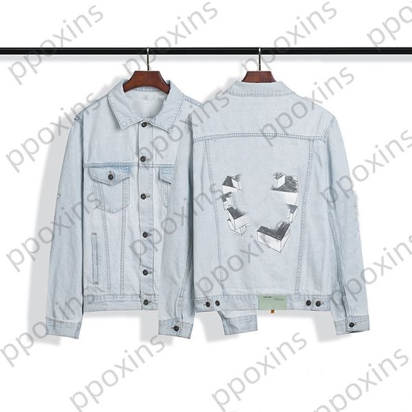 

fashion designer men's jacket tide brand three-dimensional hand-painted building blocks overlapping arrows washed old denim, Black;brown