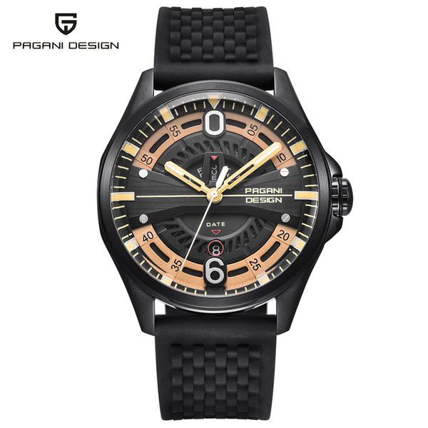 

2022 brand pagani design men watches fashion silicone strap waterproof quartz watch black gold reloj hombre dropshipping gift c4, Slivery;brown