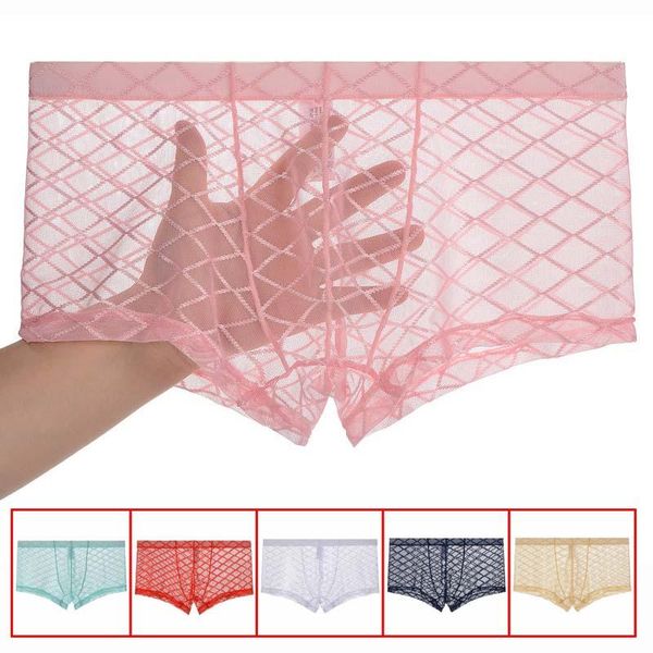 

underpants men's underwear man boxer summer ice network mesh breathable youth boxers ventilate shorts four cosy, Black;white