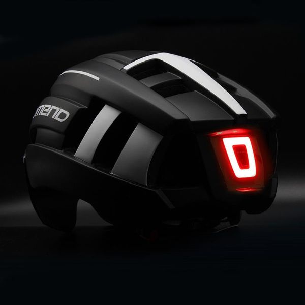 Motorradhelme Fahrradhelm Led-Licht PROMEND Mountain-Road-Bike Sportsicher Wiederaufladbar Integral geformtes Motorrad