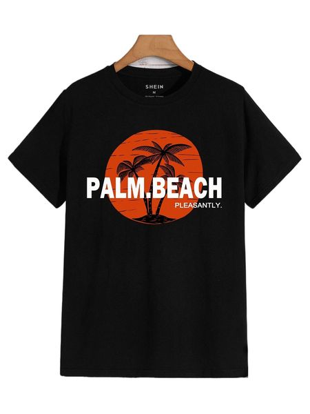 

men tropical and letter graphic tee y4zr#, White;black
