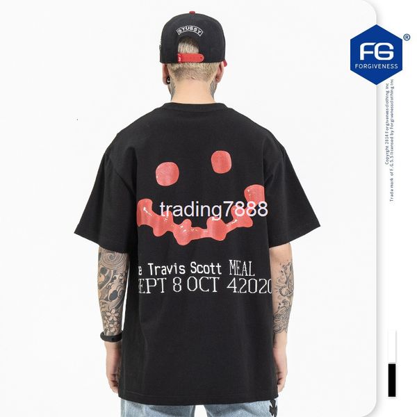 

men's t-shirts fg men's wear | spring high street fashion brand rap peripheral round neck short sleeve casual t-shirt cved, White;black