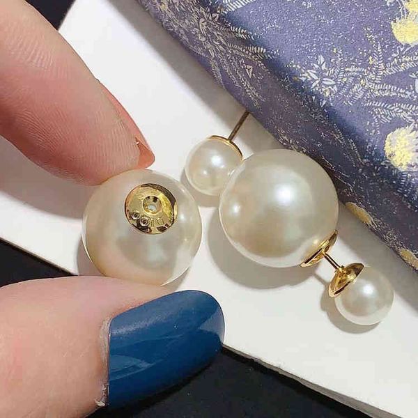 

design jewel ornament charm earring 925 silver needle size pearl grain simple sweet temperament high sense female earrings accessories, Golden