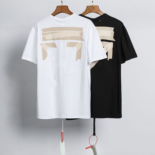 

fashion brand classic mens t shirts offs summer designer women loose tees quality t-shirt letter arrow oil painting black white tshirts lux, White;black