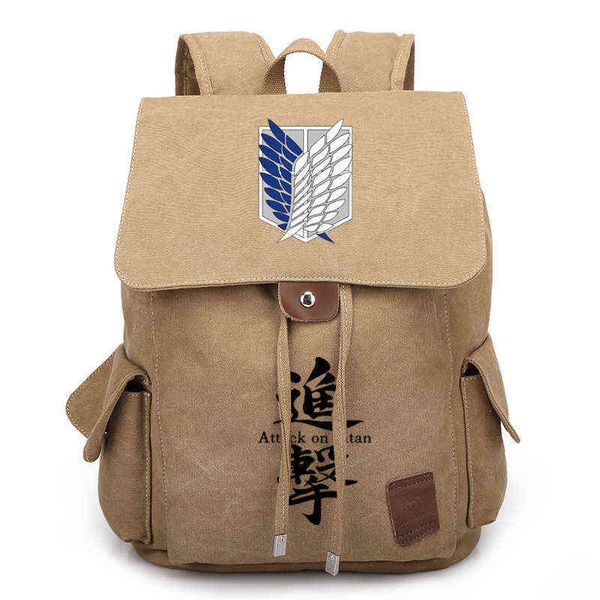 

attack on titan backpack bag canvas rucksack om wings survey corps fashion anime book bag school lapbackapck aa220316
