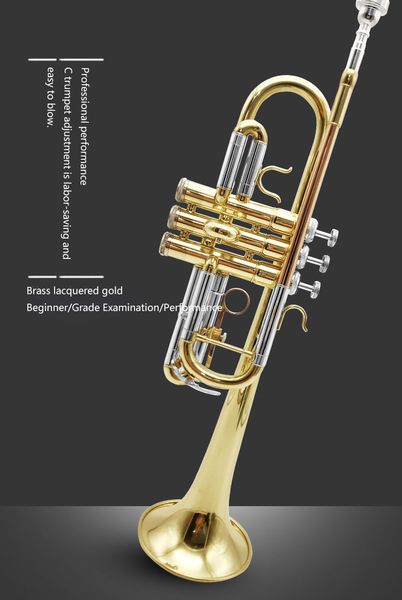 Treble C Dreiklangtrompete Erwachsene Kinder Anfänger spielen Messing einteilige Trompete Westliches Blasinstrument