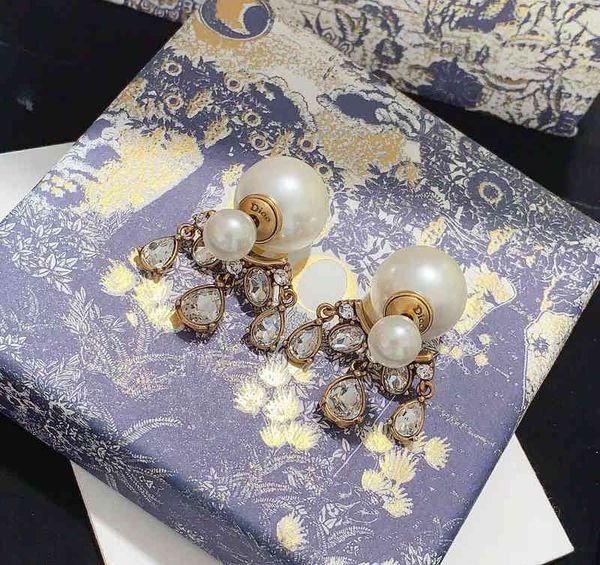 

fine jewellery ornament charm earring pearl water drop diamond earrings trend personality femininity versatile earrings, Golden