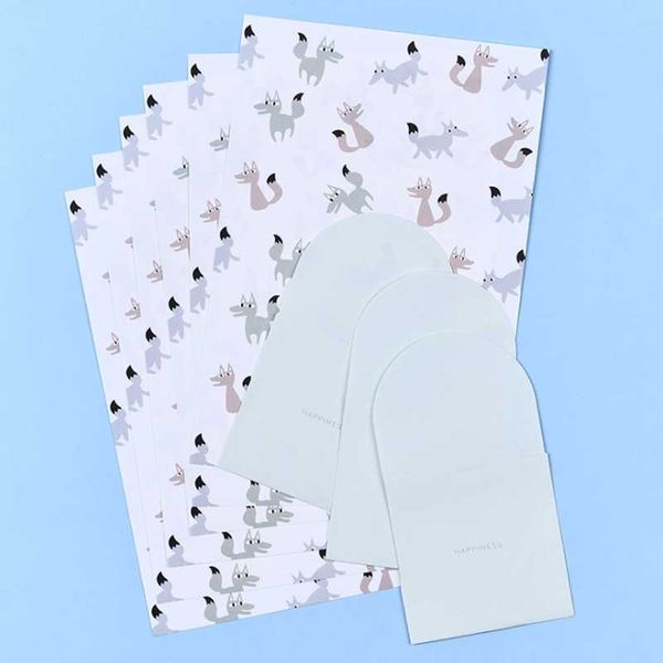 Conjunto de embrulho de presente Kawaii Lucky Envelopes Letter papel fofo confession