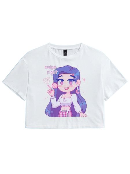 

x mugitchi figure graphic crop tee v1cp#, White