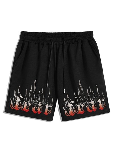 

romwe guys letter graphic shorts h2lr#, White;black