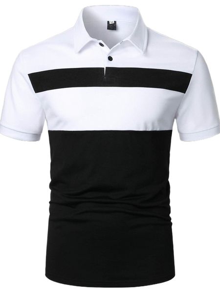 

men colorblock polo shirt 98qa#, White;black