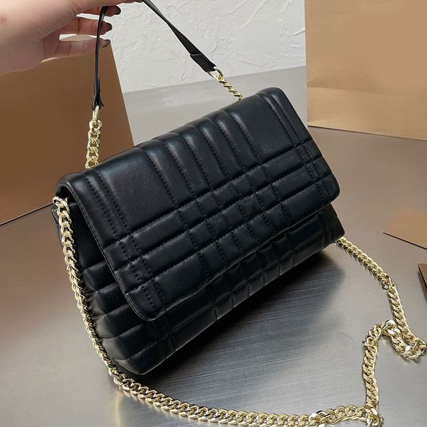 

handbag shoulder cross body bag tote bags women purse chain color matching genuine leather square sewing thread hardware letter decorate fla