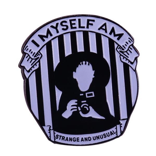 

tim burton betelgeuse juice lydia deetz strange and unusual halloween enamel pin winona ryder quote inspired badge goth jewelry, Blue