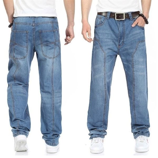 

new casual large size jeans men plus fertilizer to increase the individuality fashion hiphop jeans loose t200614, Blue