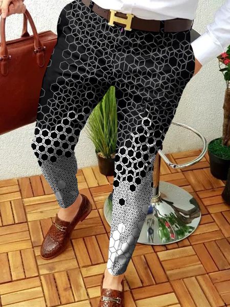

summer hip hop print geometric long pants mens plus size printing casual man patterned 3xl trousers casual jogger sweatpants, Black