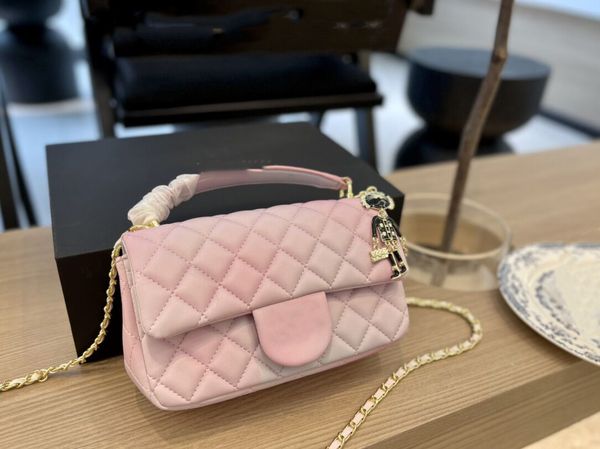 

22ss mini luxury flip bags calfskin five color classic quilted gold metal chain buckle handle one shoulder cross handbag designer women desi