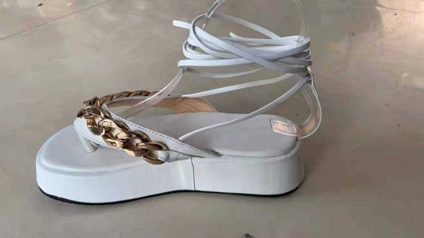 

sandals women designer sandali donna damen schuhe 2022 fashion chain shoes zapatos de mujer platform sandalen, Black